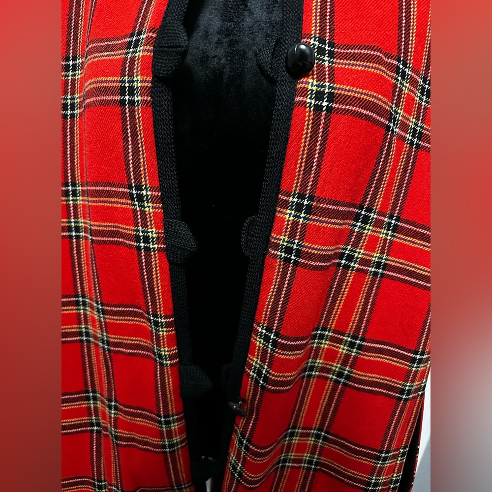 Pendleton Reversible Cape Coat Red Plaid Black Os… - image 3